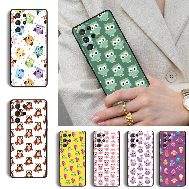 Cartoon Owl Phone Case for Samsung Galaxy S26 S25 Ultra S24 S23 S22 S21 Plus Note 10 Bumper Cover