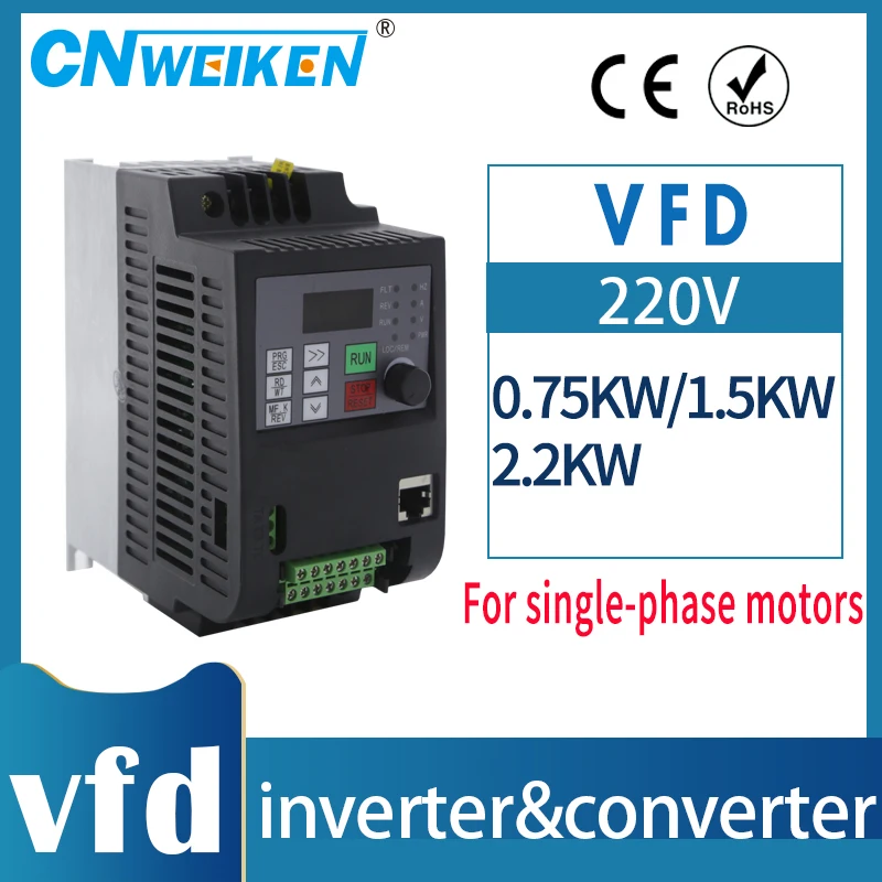 Imagem -02 - Controle do Conversor de Freqüência Saída Monofásica Inversor Variável ca Vfd 220v 0.75kw 1.5kw 2.2kw Universal