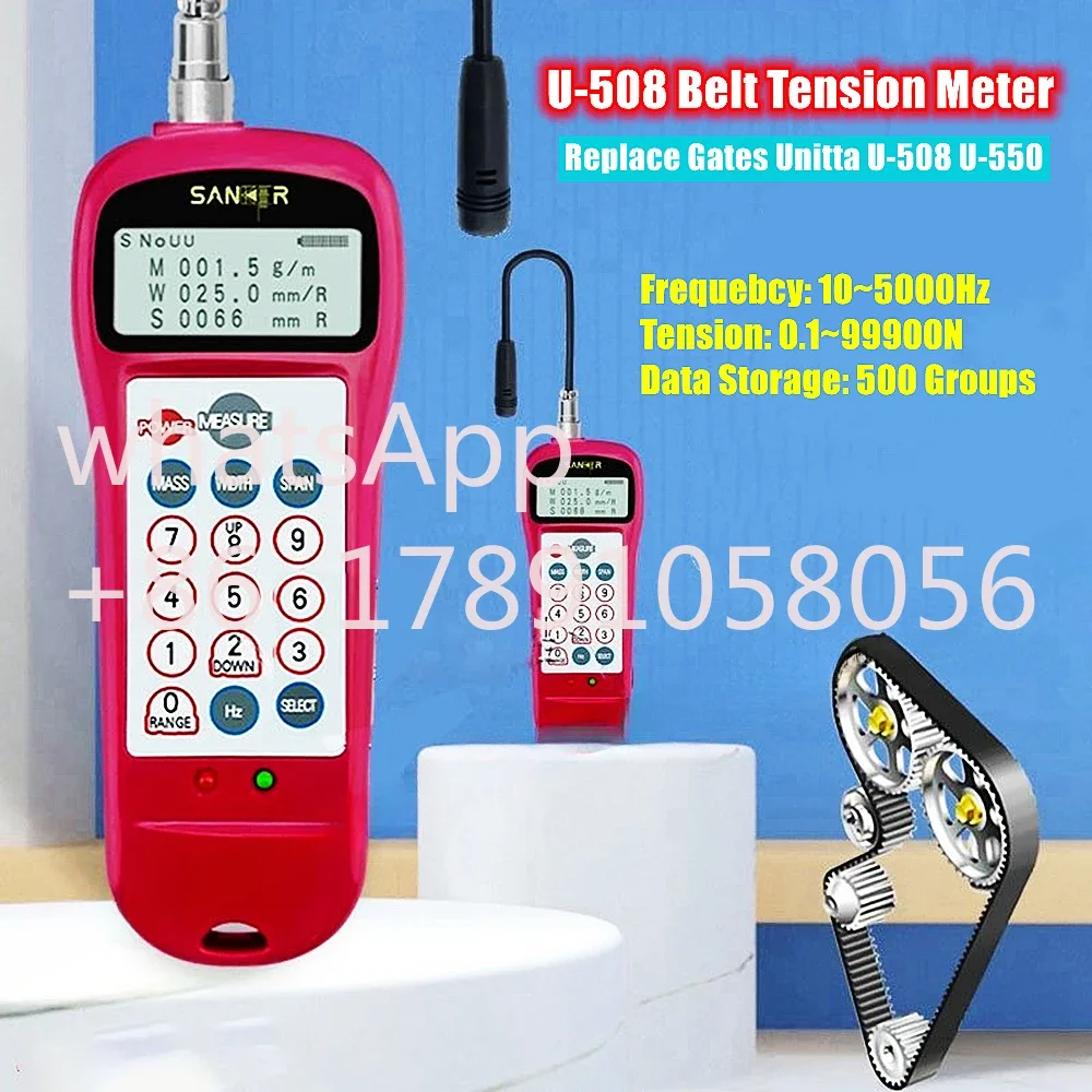 U-508 Ultrasonic Belt Tension Meter 10~5000Hz Acoustic Belt Tensiometer 0.01~99900N Value Replace Gates Unitta U-508 U-550