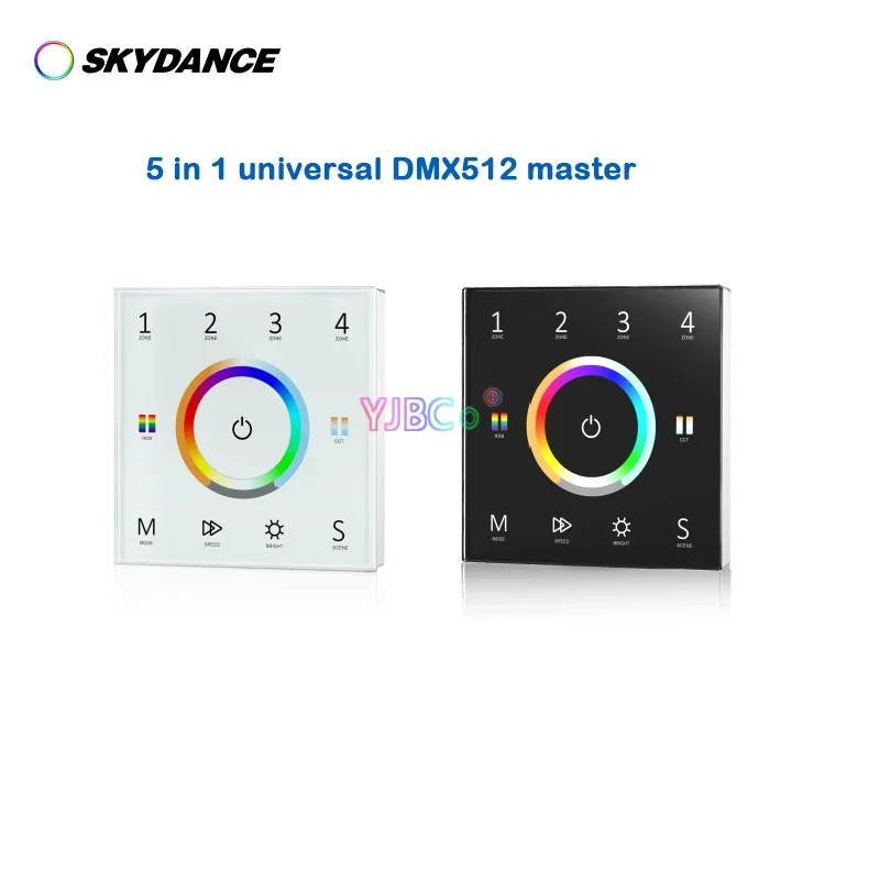 

4 Zones Universal DMX512 master 5 in 1 Dimmer Switch Single Color/CCT/RGB/RGBW/RGBCCT LED lamp controller 110V-220V Touch Panel