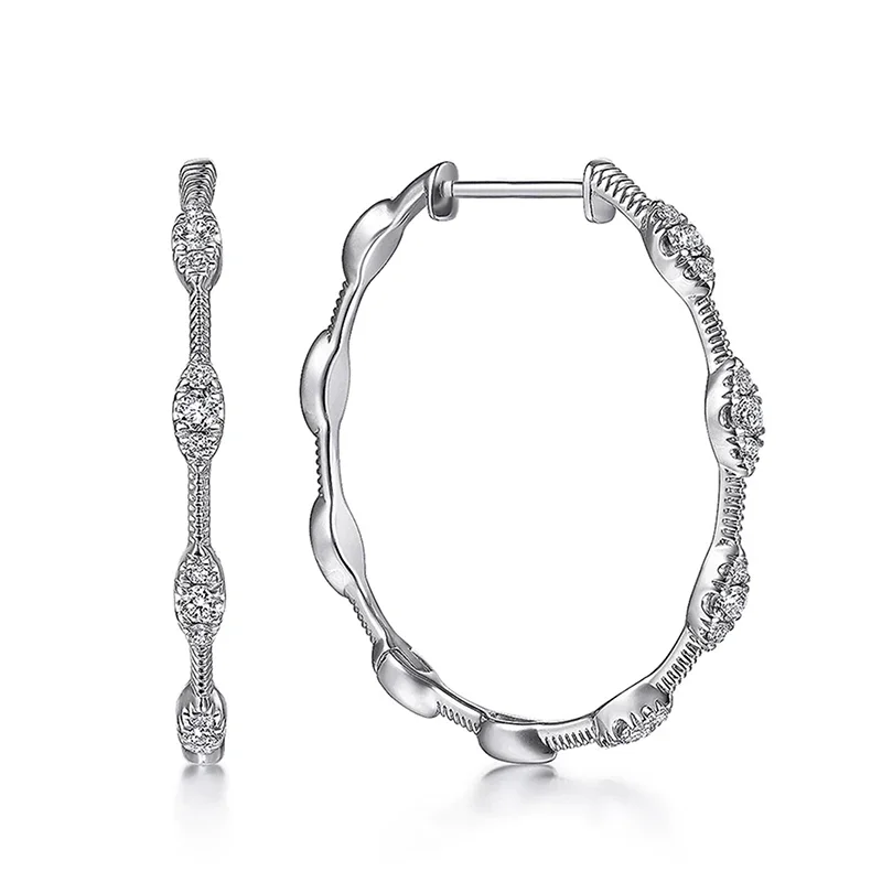 Huitan טרנדי סווינג ענק עגילי חישוק עגילים בלינג נשים מעוקב זירקונייה אבזרים אבזרים אטרקטיביים קסם מסיבה תכשיטים