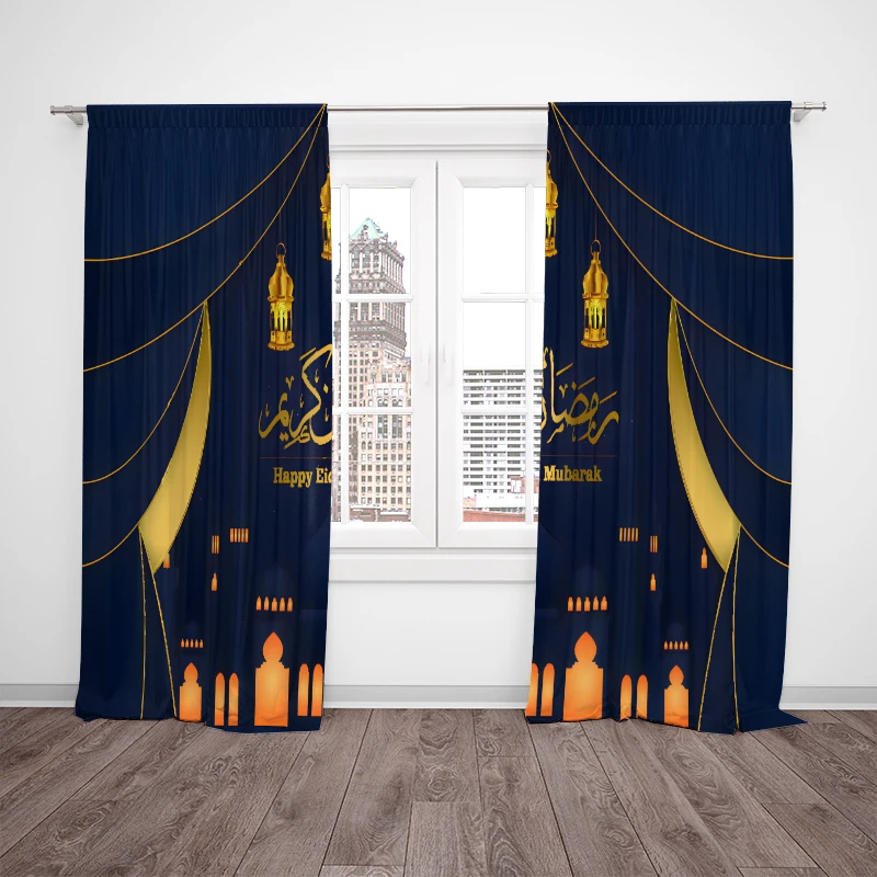 Hellblauer Urlaub-HD bedruckter Vorhang-Polyester material-geeignet für Schlafzimmer, Wohnzimmer, Arbeits zimmer (anpassbar)