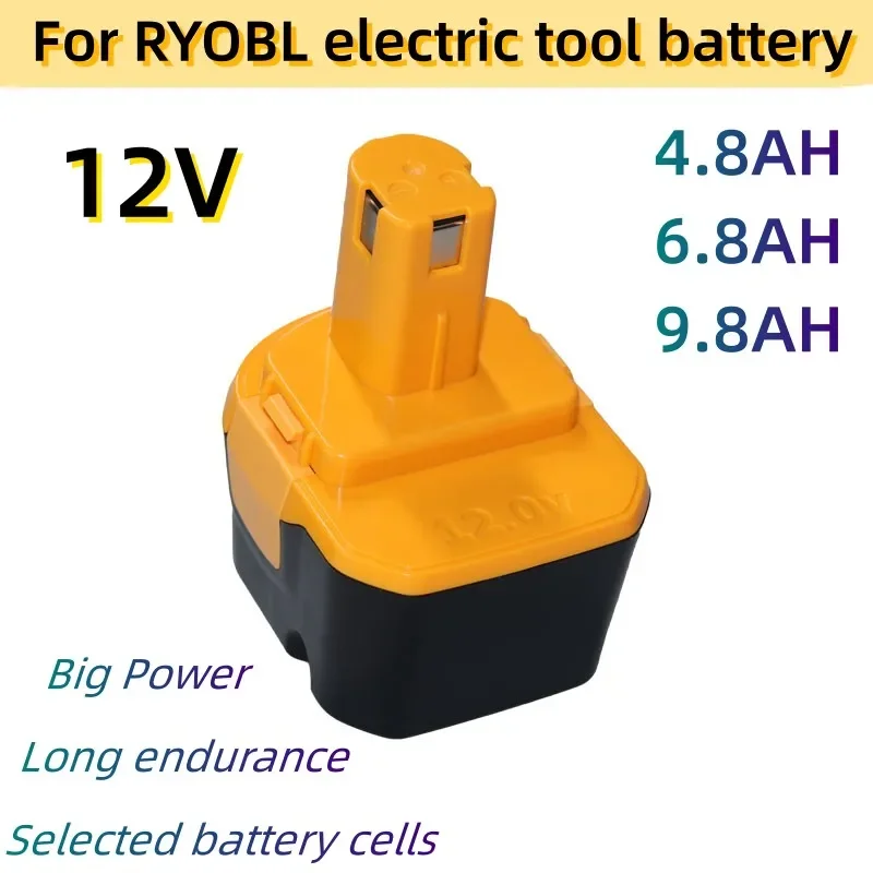 

12V 4.8Ah/6.8Ah/9.8Ah Replacement For Ryobi Battery 1400652 BID1211 CCD1201 CHD1201 CHD1202 CTH1201 CTH1202 FL1200 Cordless Powe