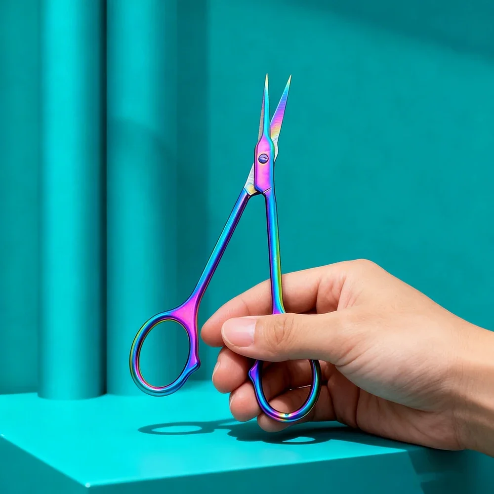 Stainless steel Russian-style Dead Light Beige Scissors Super Sharp elbow Sharp Blade Edge Nail Trimming Tool Beauty Tool