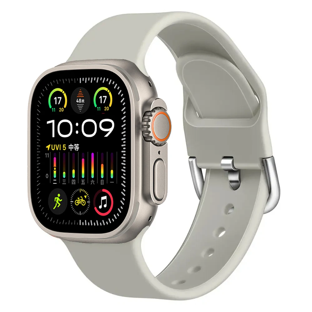 Pulseira de Silicone para Apple Watch, Cinto, Pulseira para iWatch 3, 4, 5, 6, 7, Banda Correa, 38mm, 40mm, 41mm, 42mm, 46mm, 41mm, 42mm, Ultra2, 10, 9, 8, 7, Novo