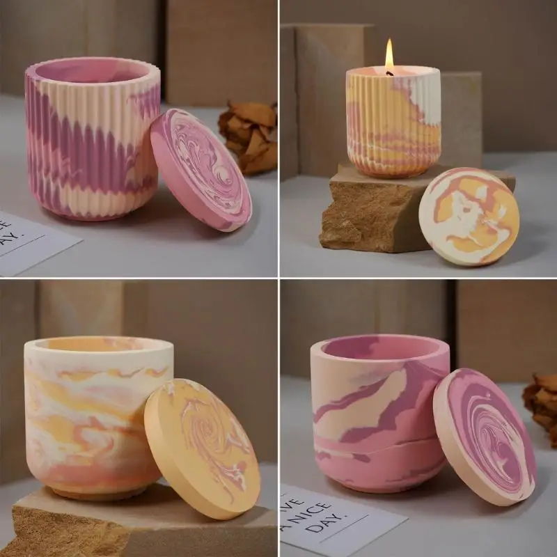 Y08C 2 Pieces Cup Silicone Mold with Lid Silicone Clay Moulds Flower Pot Molds