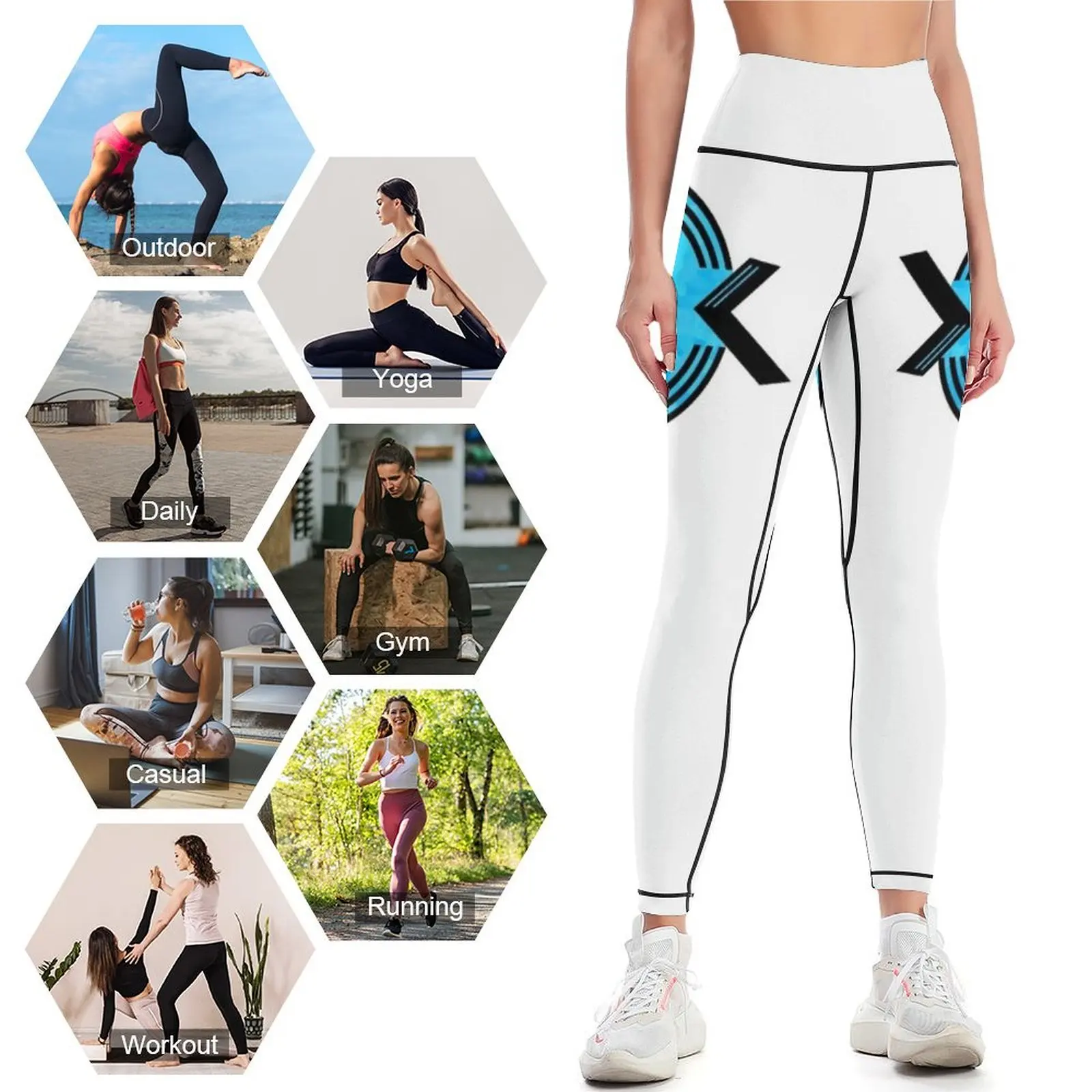 Just Close Your Eyes-Leggings blancs et bleus pour femmes, pantalons de jogging sexy