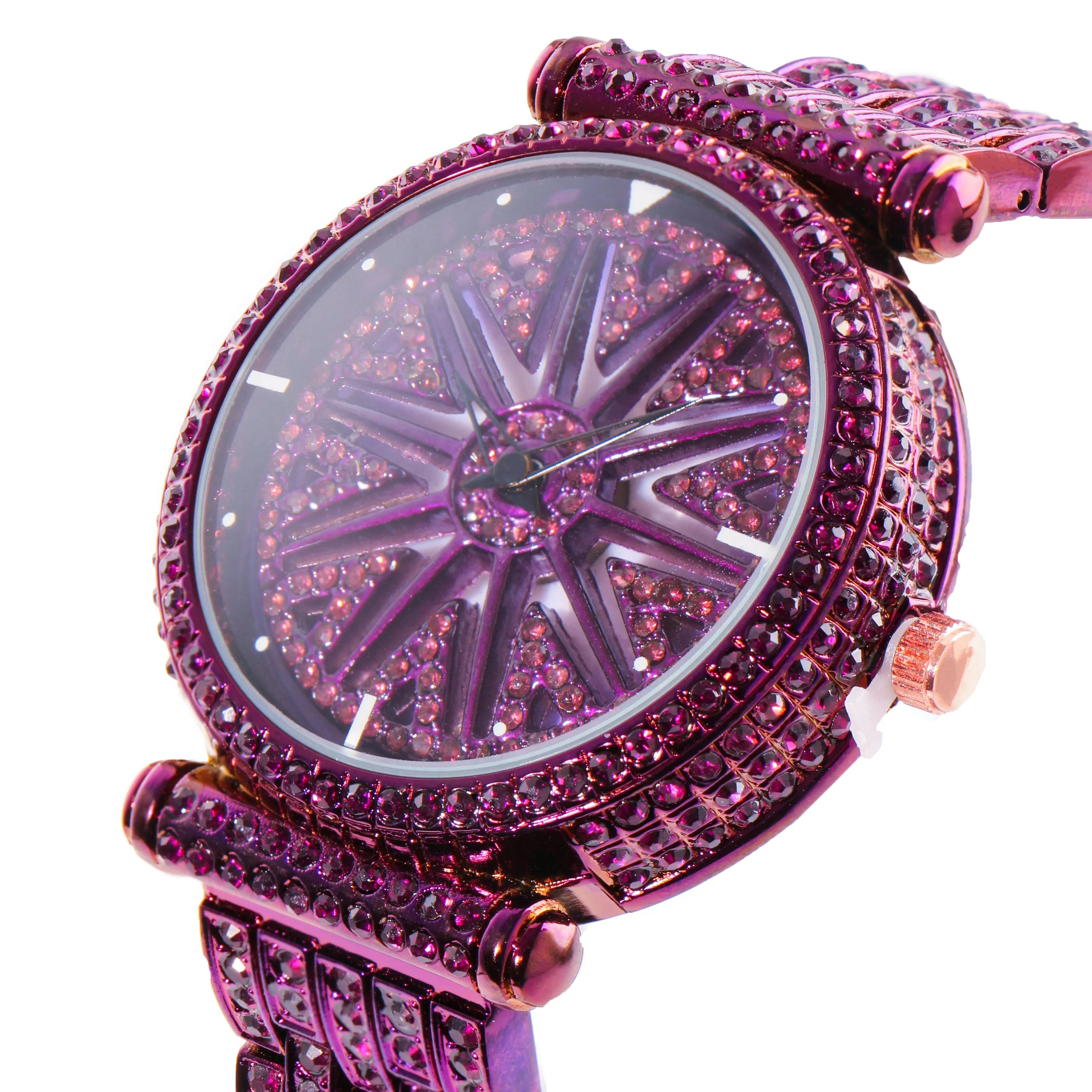 

Women’s Rose Gold Rotating Dial Quartz Watch with Zircon Inlay, Fashion Luxury Elegant Design, Casual Daily Wristwatch
