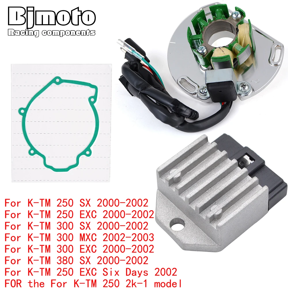 Engine Stator Coil+Voltage Regulator rectifier For K-TM 250 2k-1 model 250 300 SX EXC Six Days 380 SX 2000-2003 With Gasket