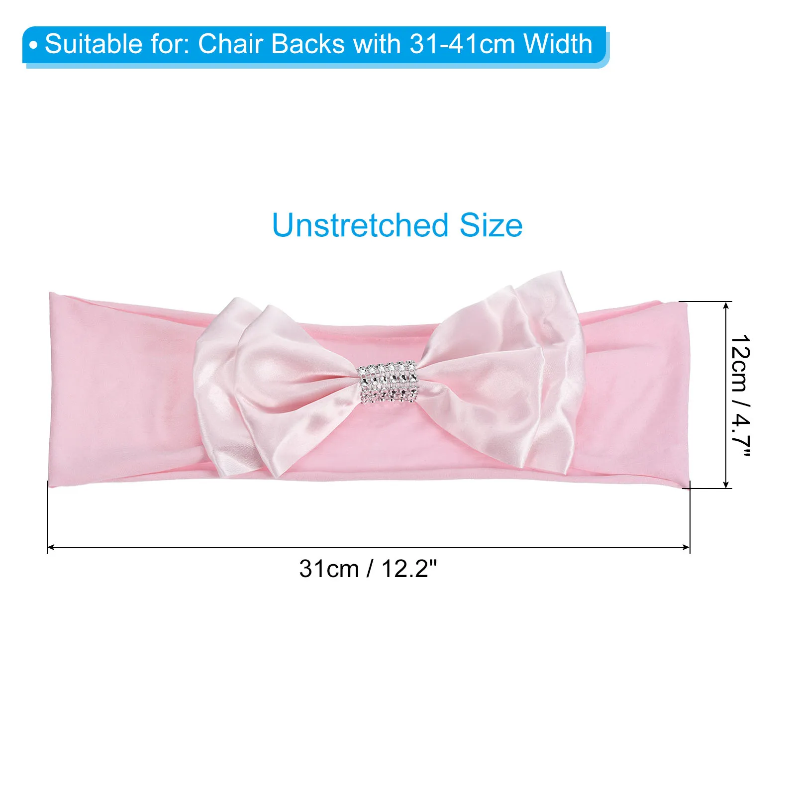 Chair Sash Bow 10 Pack Spandex Stretch Chair Cover Bands Sashes with Bow Knot for Wedding Banquet Decorations Pink 12