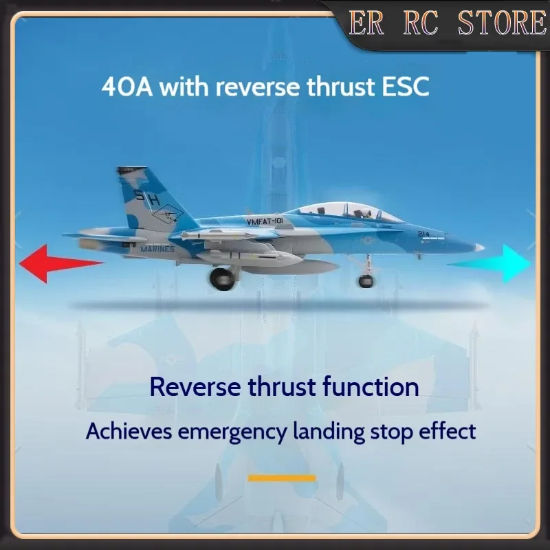 เครื่องบินบังคับวิทยุ FMS Official 64 มม. F/A-18 แบบปีกตรึง รุ่นจำลองเครื่องบินทหาร สำหรับงานอดิเรกและการเล่นจำลอง