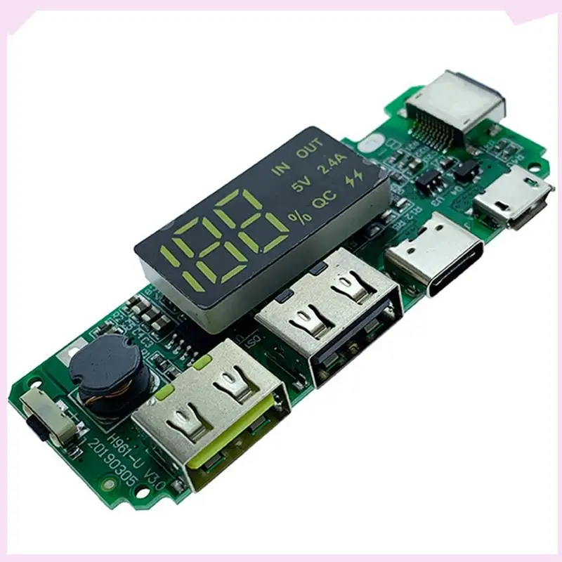 B24B LED Dual USB 5V 2.4A Micro/Type-C USB Mobile Power Bank 18650 Charging Module Lithium Battery Charger Board 4Pcs