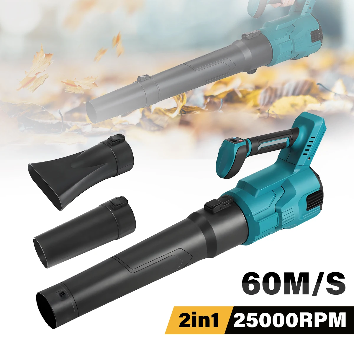 

3 Gears 25000rpm Brushless Motor Electric Turbo Blower 60M/S Air Speed Leaf Blower Garden Tools for Mak 20V Battery