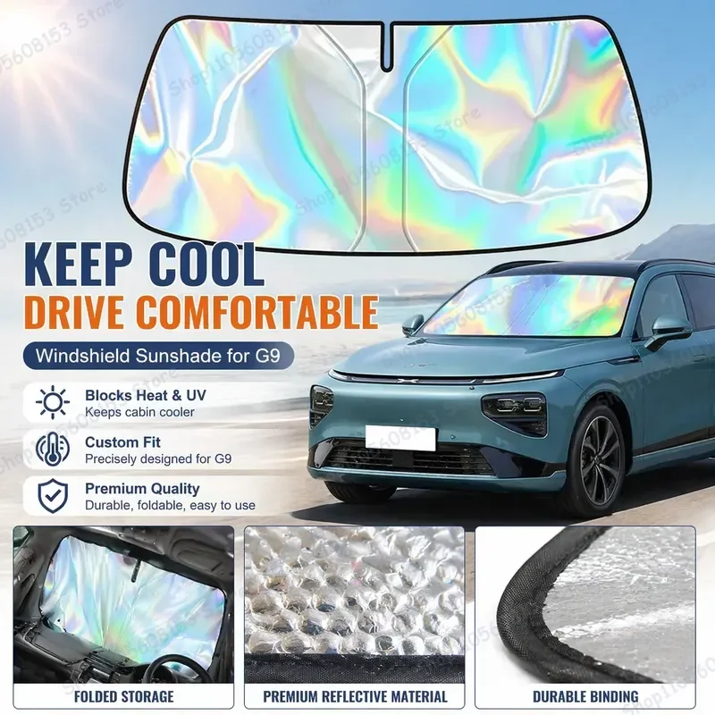 For XPENG G9 Foldable Windshield Sun Shade UV Protection Reflective Car Sun Cover Interior Accessory Heat Reduction Cooling