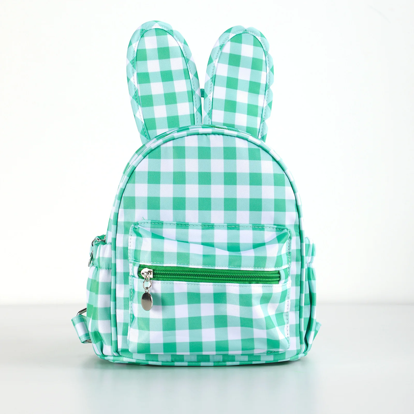 New custom Printed Rabbit Backpack, Portable Mini Elementary School Backpack, Fresh Grid Storage Backpack