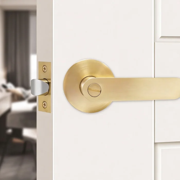 Brass-Colored Strip-Style Lever Door Catch Decorative Cover Indoor Fitting Bedroom Bath Room Household Wooden Door Hardware