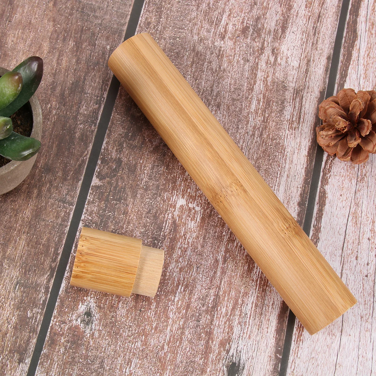 Estojo de tubo de escova de dentes de bambu, ecológico, portátil para casa ou viagens, evita danos à cabeça da escova, design minimalista e elegante