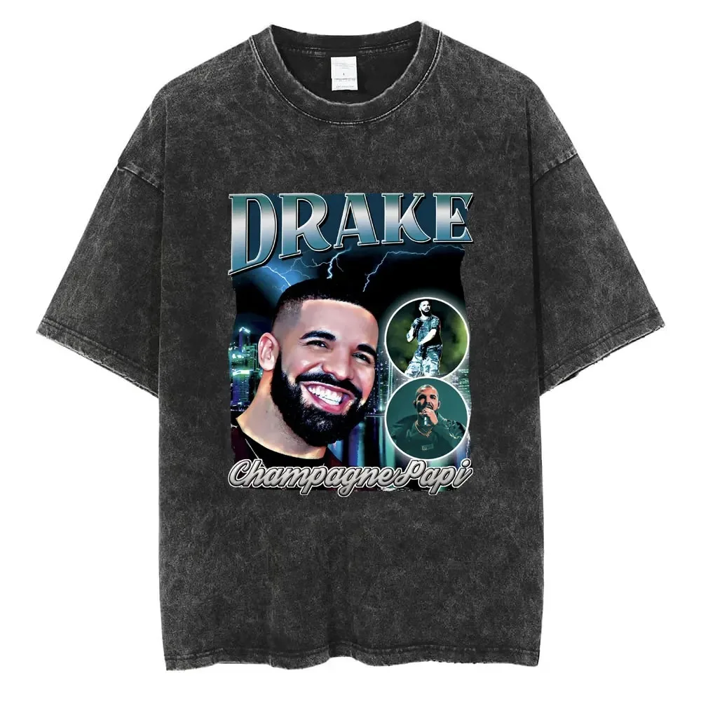 Funny Drake Certified Lover Boy Album Tee Shirt Men\'s Vintage Washed Short Sleeve T-shirt Men Rapper Hip Hop Streetwear T-shirts