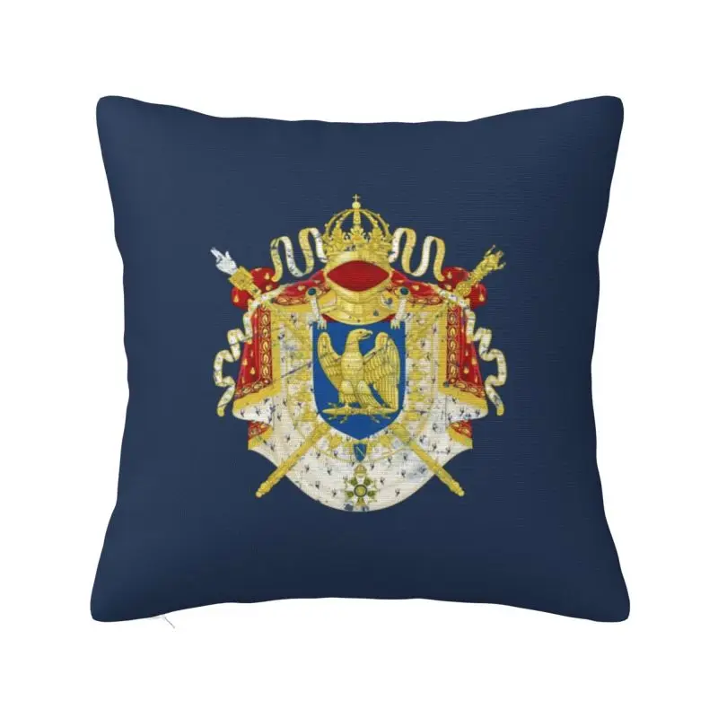 Custom French Empire Napoleon Cushion Cover 45x45cm Coat Of Arms of France Velvet Nordic Throw Pillow Case