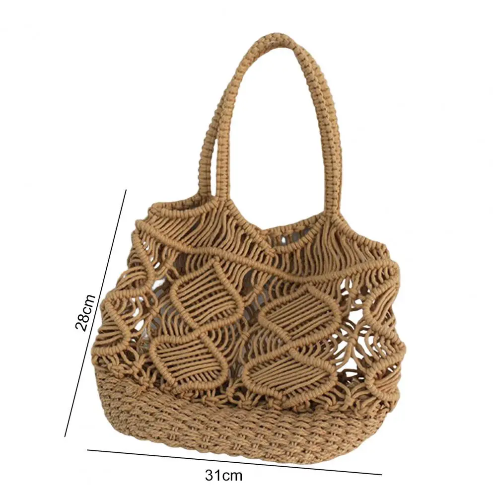 Straw Bag Beach Hollow Handmade Vacation Style Portable Handwoven Rattan Large Straw Bag Shopper Travel Shoulder Tote Bags