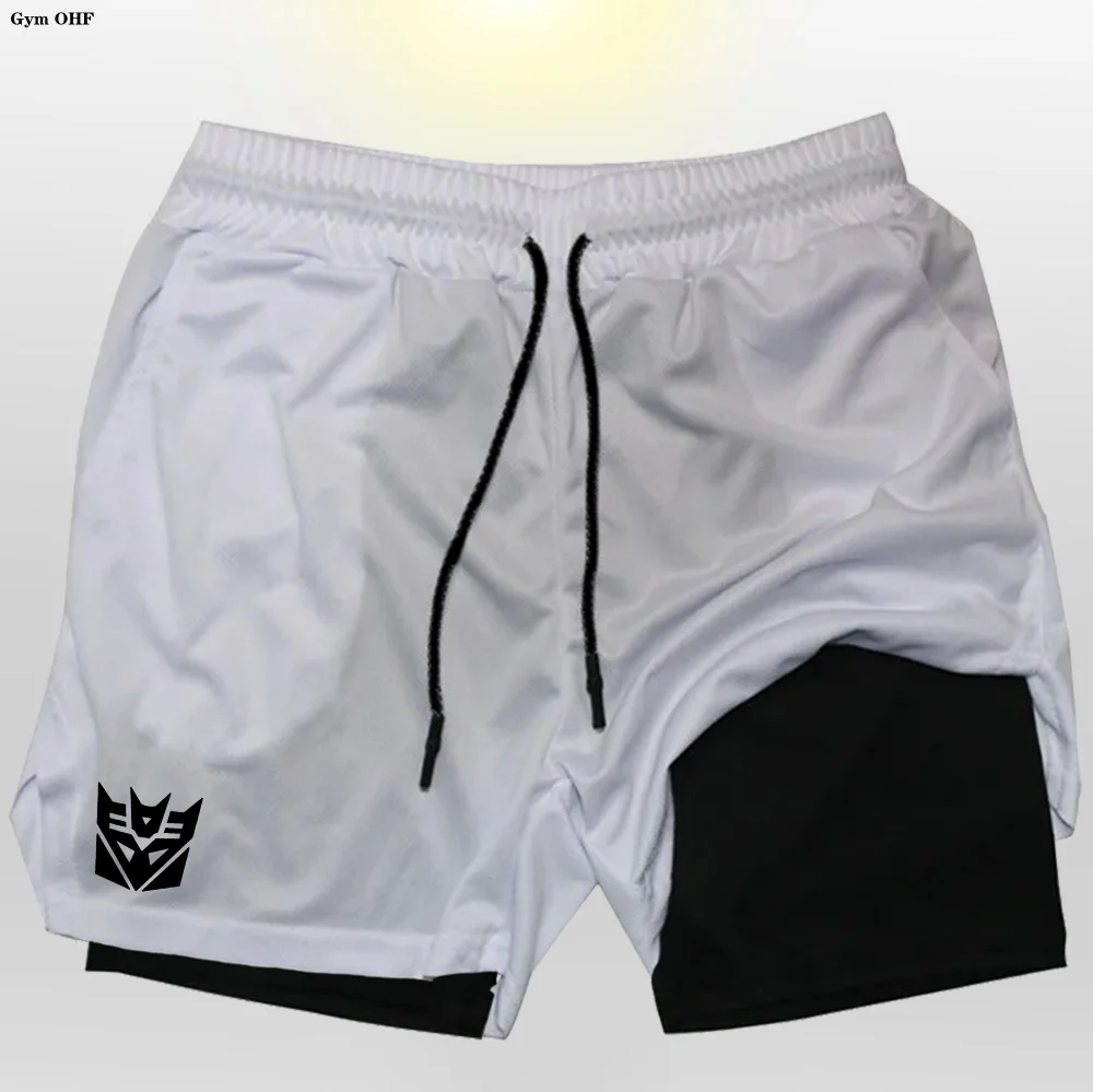 Anime Running Shorts Men Gym Sports Shorts 2 In 1 Quick Dry Workout Training Gym Fitness Jogging Short Pants Summer Men Shorts