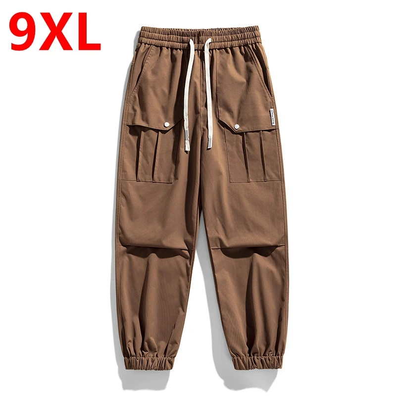 Spring  Autumn Season New Pants Trendy Casual Work Pocket Men's Sports Pants Drawstring Tie Leggings 140kg 9xl