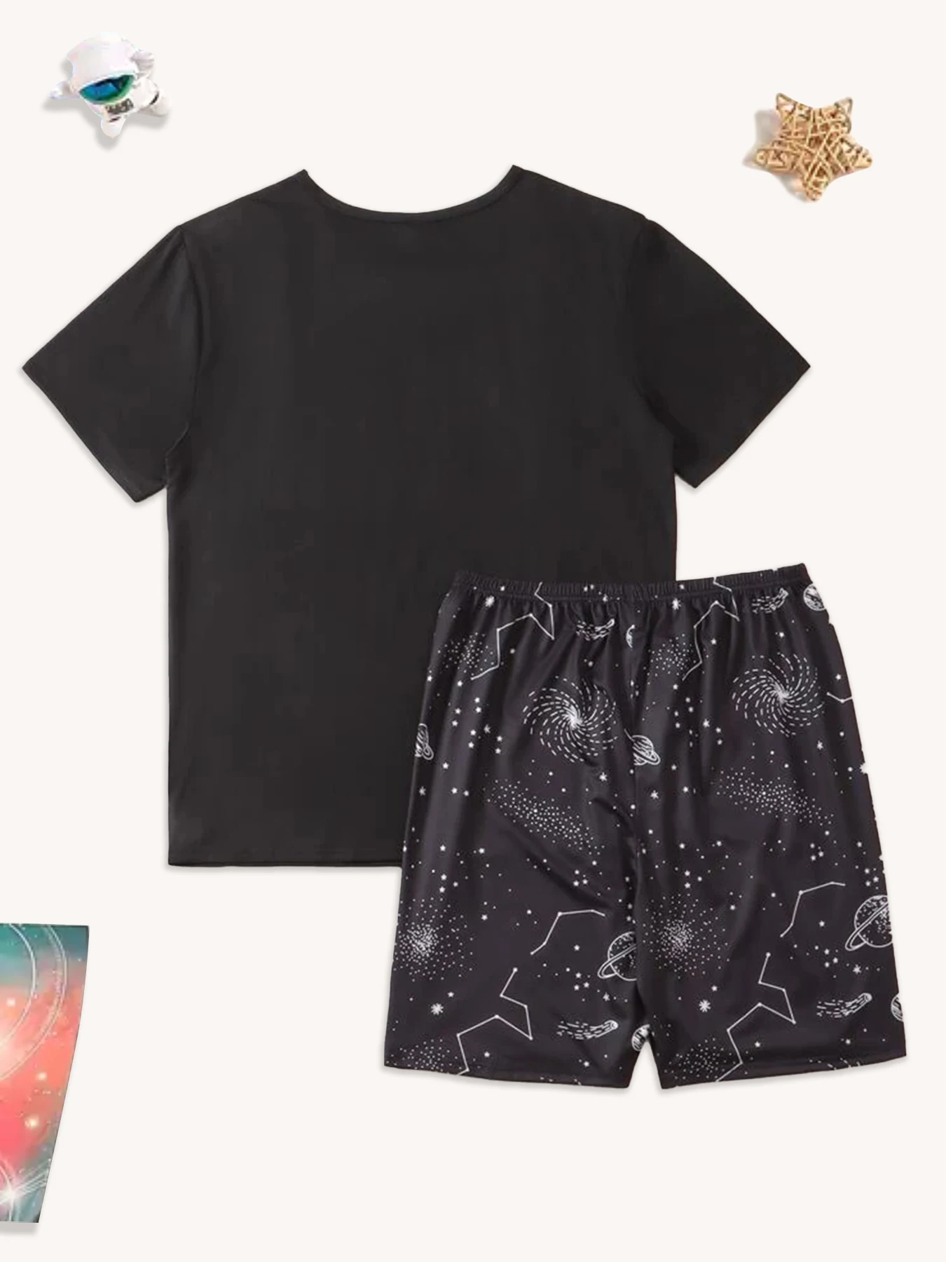 A set of planet printed home clothes and pajamas set