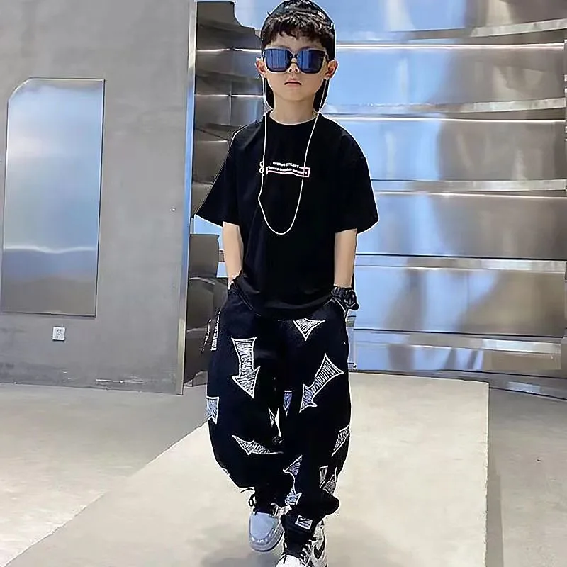 

New Boys Summer Set Children's Clothing Boys Fashion Korean T-shirt Hip Hop Loose Leisure Mosquito proof Pants Trend 2024