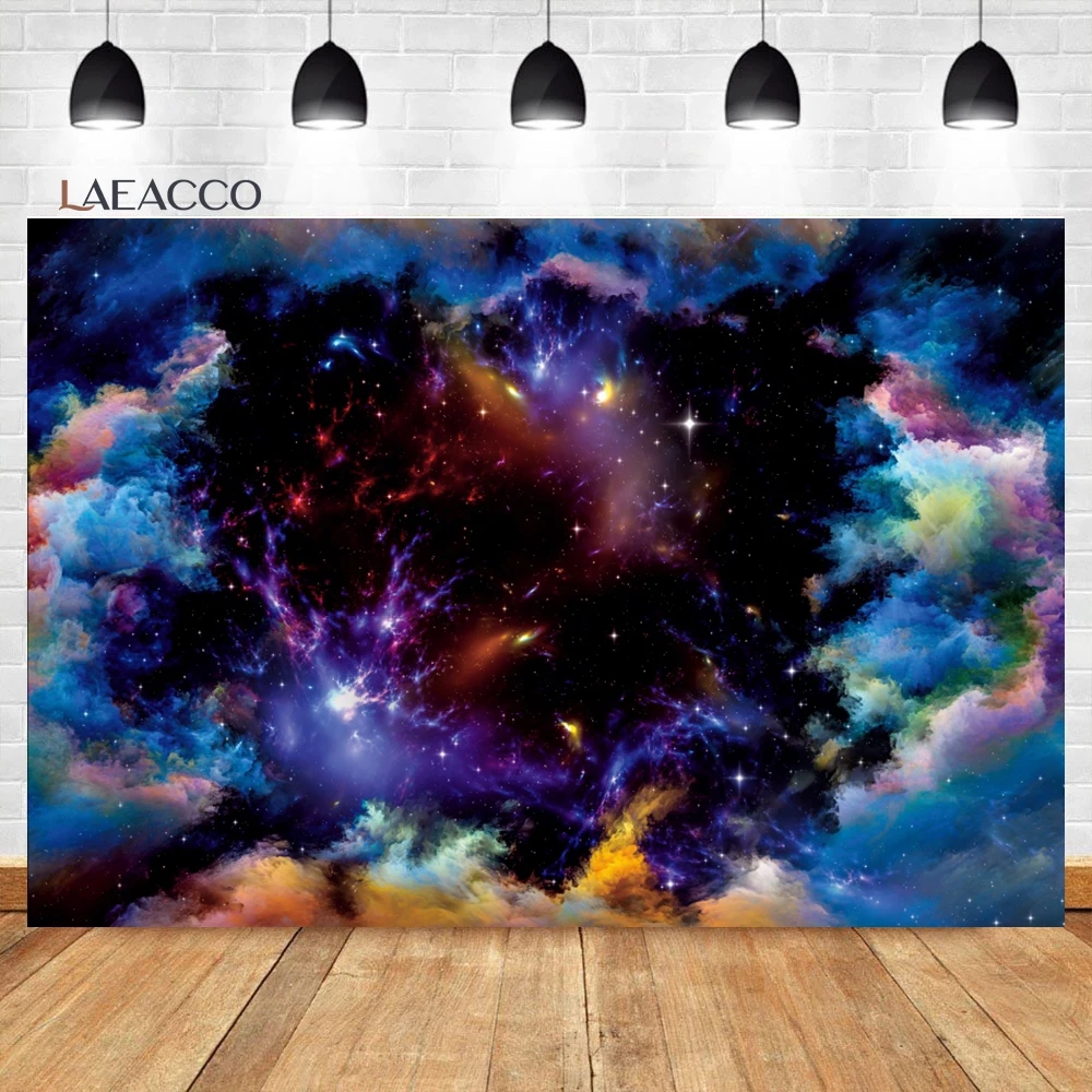 Laeacco Mysterious Galaxy Nebula Backdrop Dreamy Universe Outer Space Abstract Scenery Kid Adult Portrait Photography Background