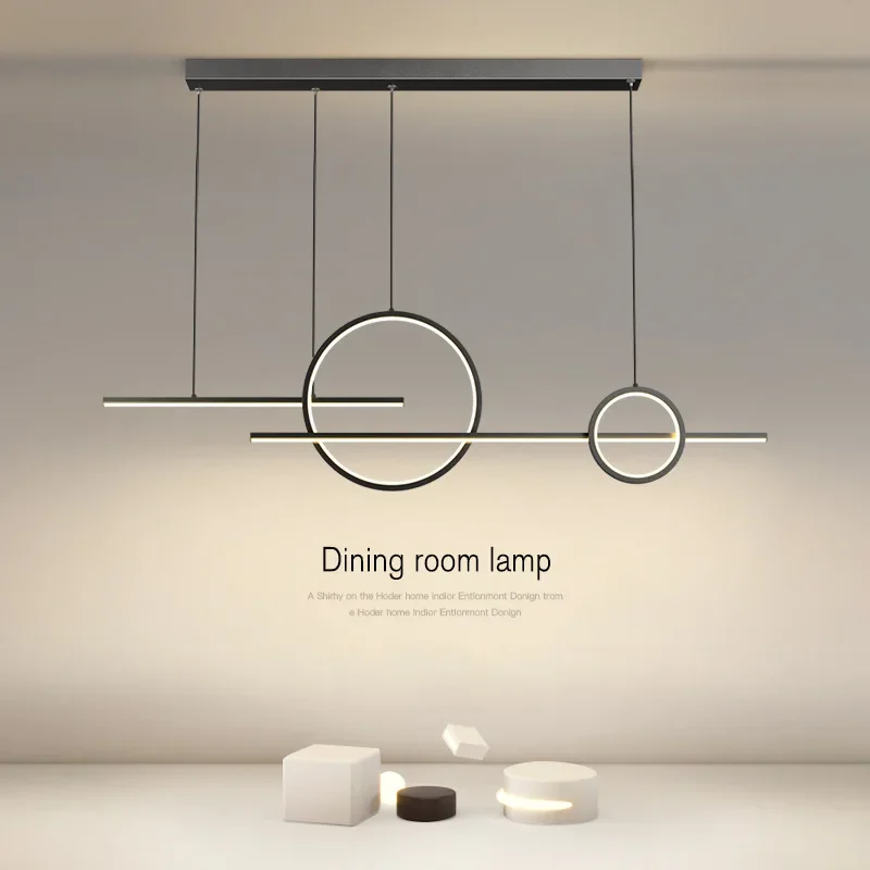Nordic Minimalist LED Pendant Light With Simple Strip Design For Bar Counter Roundabout Office Living Room Study Room Studio