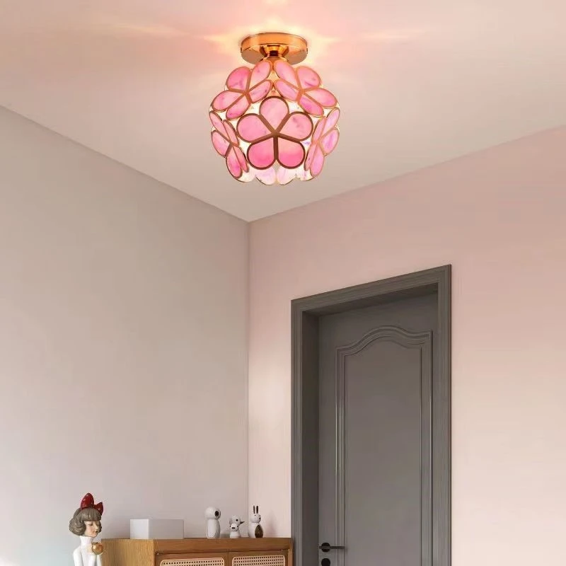 Nordic & Japanese Glass Ceiling Light, Simple Entryway Lamp for Corridor, Balcony, Cloakroom & Bedroom
