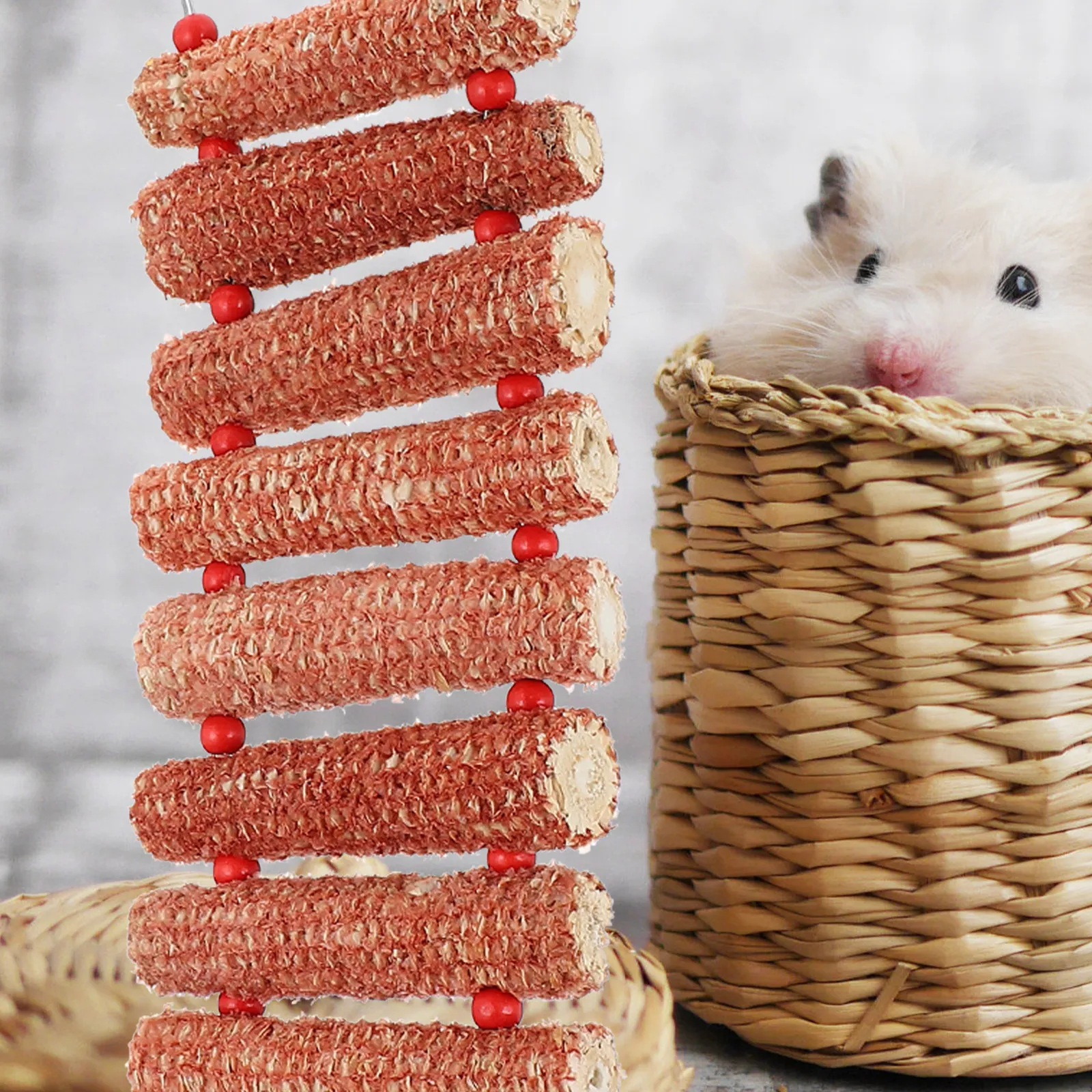 Natural Corn Cob Arch Dental Chew for Small Pets Hamster Bunny Chinchilla Parrot Rat Healthy Teeth Grinding Fun Plaything
