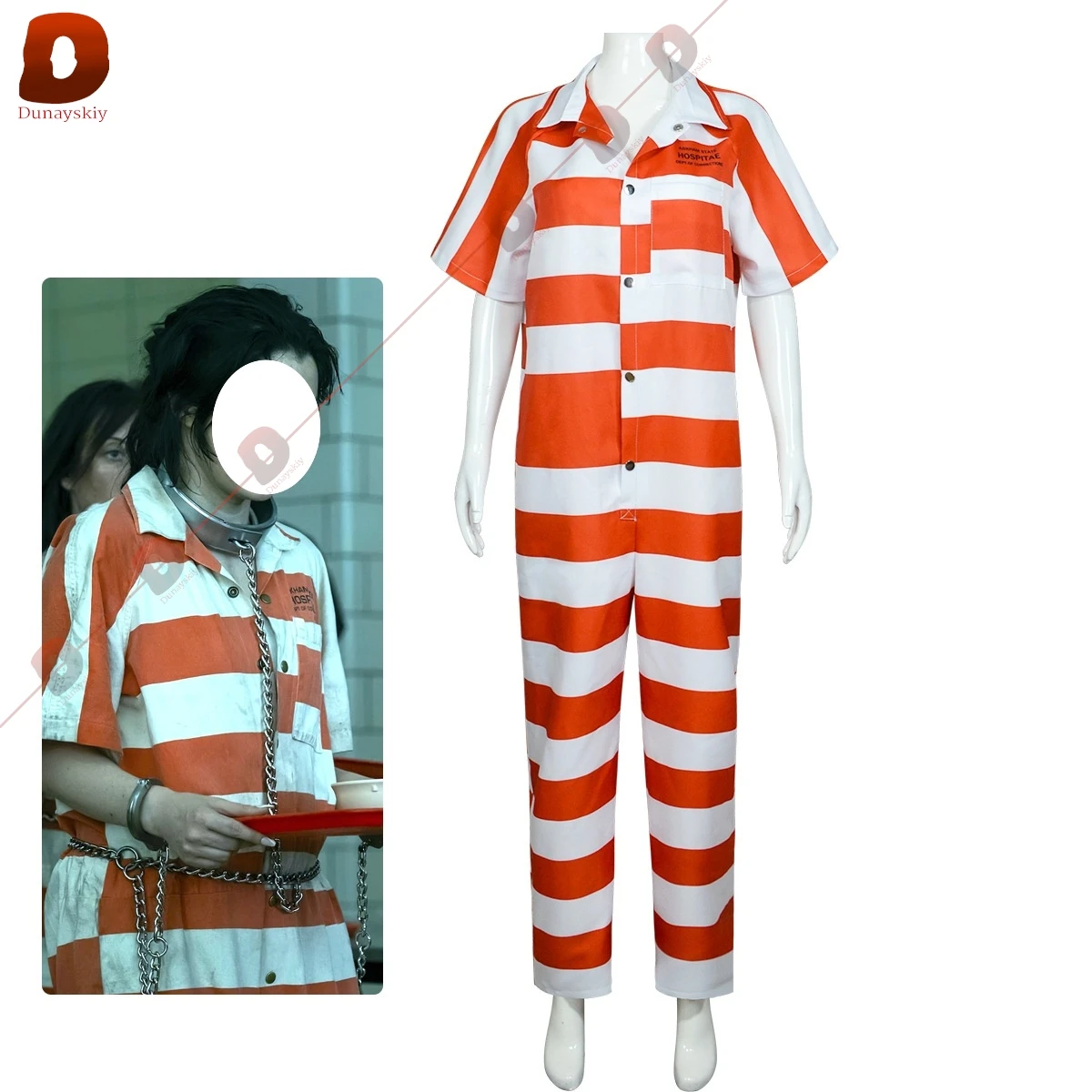 Sofiaaa Mental Hospital Costume Prison Wardrobe Halloween Carnival Christmas Role Party Jumpsuit CosPlay