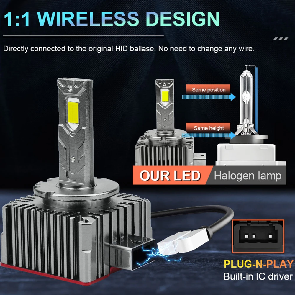 D1S D3S LED لمبة لسيارة العلوي D2S D4S D8S أضواء CANBUS توربو 1500000LM رقائق CSP على الوجهين السوبر مشرق مصباح تلقائي 12 فولت 24 فولت