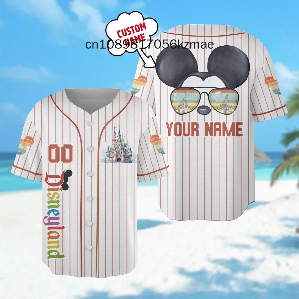 New Custom Name Mickey and Friends Baseball Jersey Street Fashion Men's and Women's Children's Short sleeved Baseball Shirt