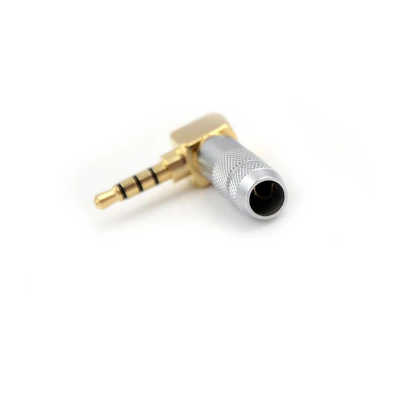 New 4 Pole Male Plug 3.5mm Angled Audio Connector Silver Stereo 3.5mm 4 Pole 90 Degree Repair Headphone Jack Plug Cable Solder