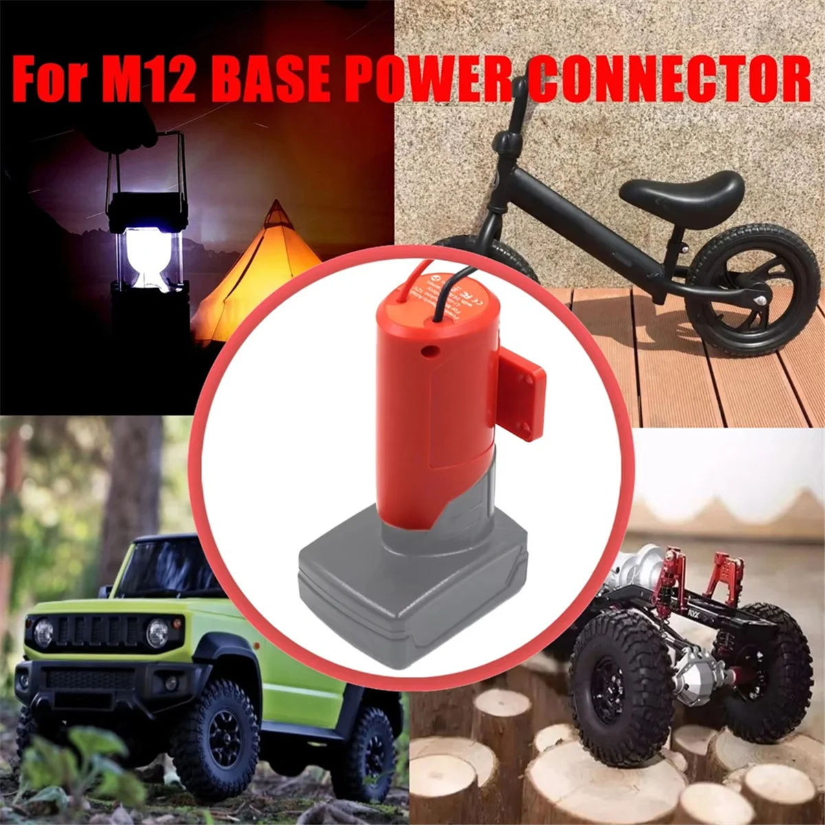 AA98 For M12 Converter Adapter 30A Fuse for 12V Lithium Battery External Power Supply DIY Connector Bracket Holder view 2