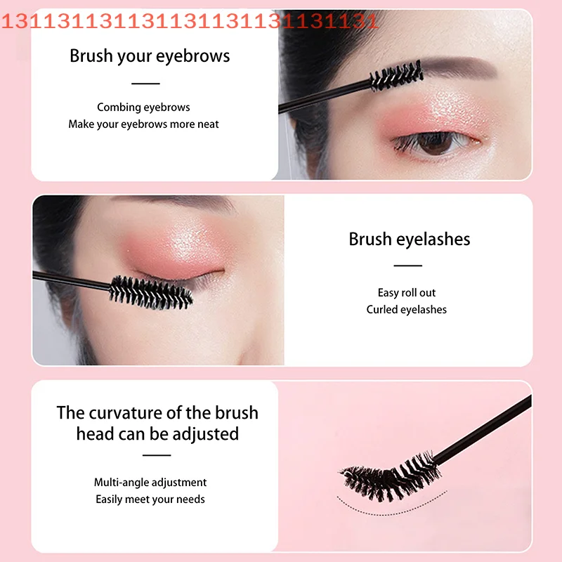 まつげエクステ用プラスチックハンドル付きマスカラワンドアプリケーター、両端使い捨てまつげブラシ