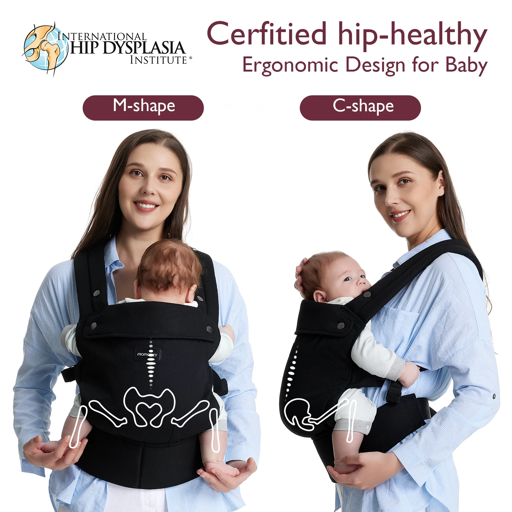 Momcozy Baby Carrier حديثي الولادة إلى الأطفال الصغار - حاملة أطفال مريحة وخفيفة الوزن تتسع لـ 7-44 رطل، سهلة الارتداء، فكرة