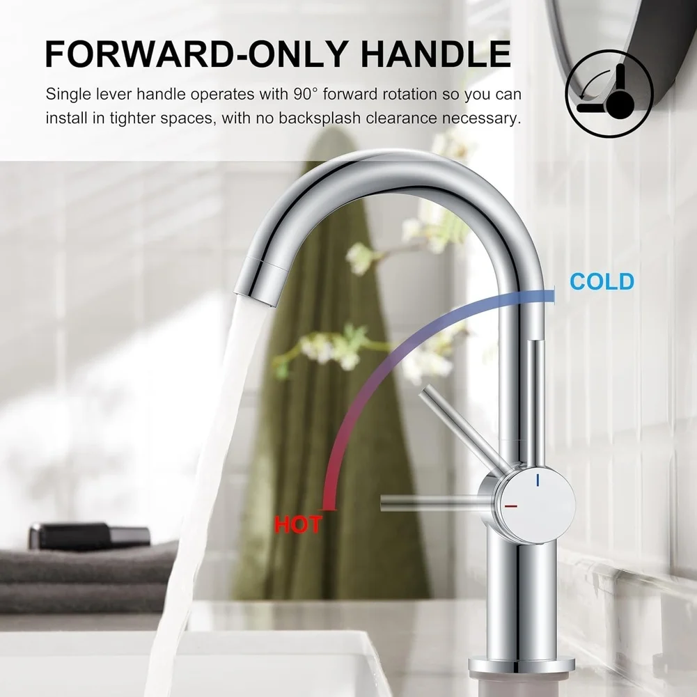 Stainless‑Steel Single‑Handle Basin Mixer Faucet, Hot & Cold Water Tap, Water Control Fixture For Bathroom Sink Daily