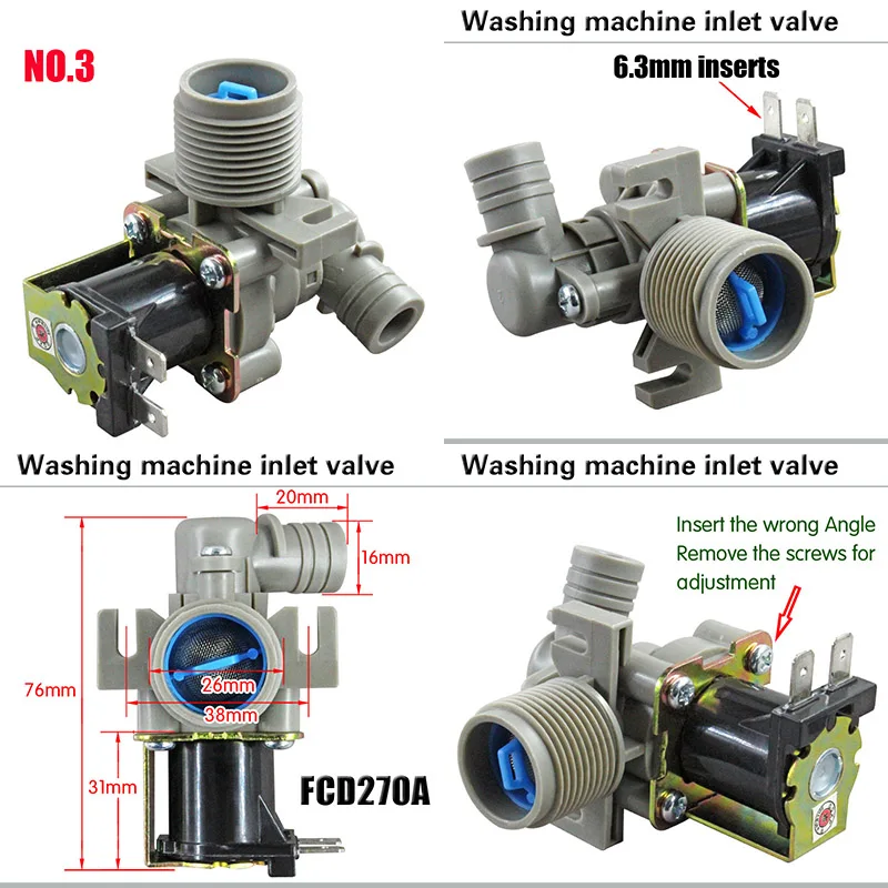 Электромагнитный клапан впускного клапана универсального типа для аксессуаров для переключателя фильтра автоматической стиральной машины