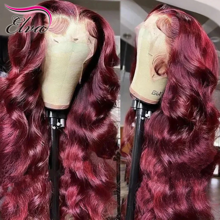 Perucas dianteiras do laço para mulheres, fechamento do laço HD, onda do corpo, cabelo humano, pre arrancado, cabelo brasileiro, densidade 250%, 13X6, 99j