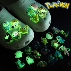 Pokemon PVC Shoe  Buckle for Kids shoes Charms Pikachu DIY Cartoon Anime figure Luminous Shoes Decor Accessories Kids Gift