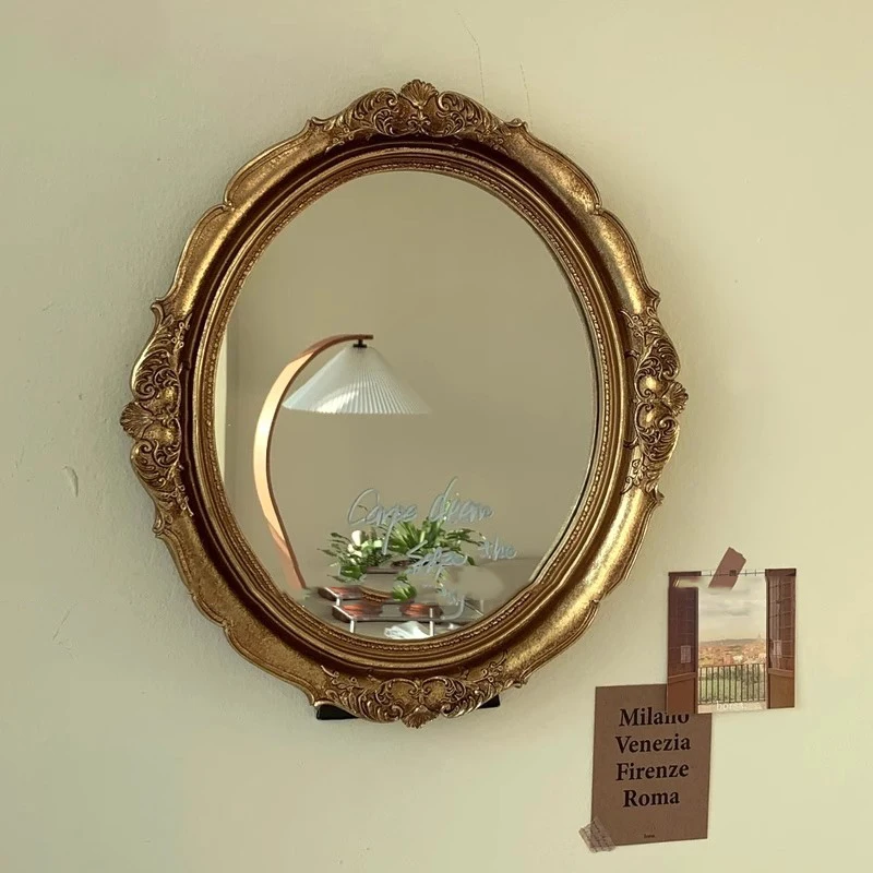 Bathroom Wall Makeup Mirror Nordic Luxury Aesthetic Girls Makeup Mirror Gold Vintage Espejos De Cuerpo Completo Home Decoration