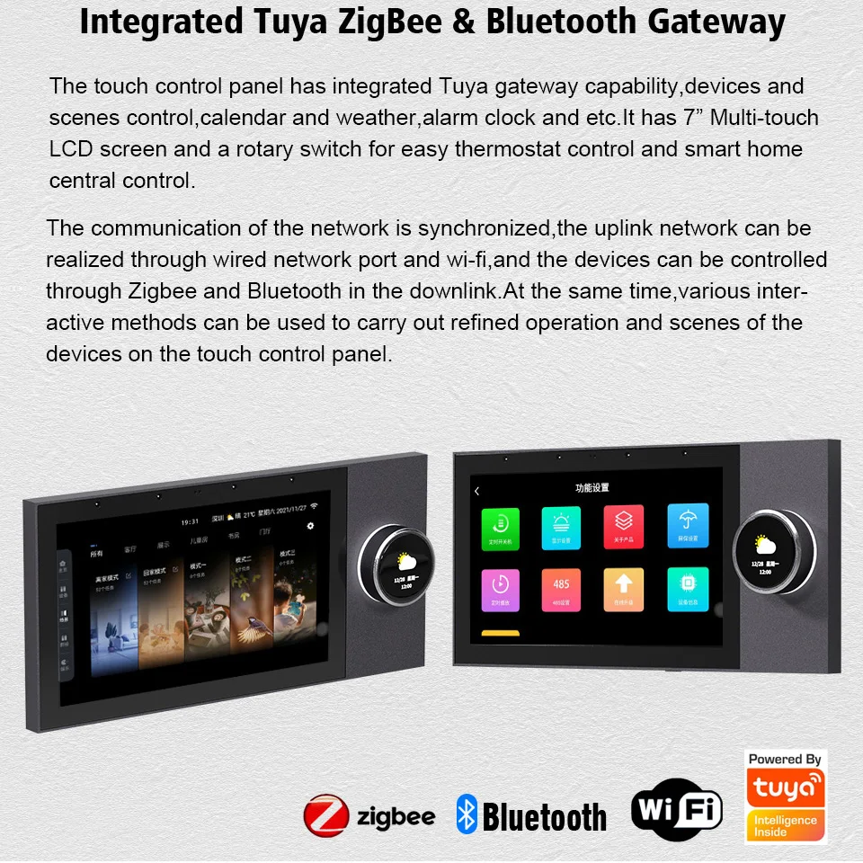 Tuya Zigbee 7-inch Wifi Smart Home One Click On Control Panel Multifunction Integrated  Bluetooth Gateway Electronic