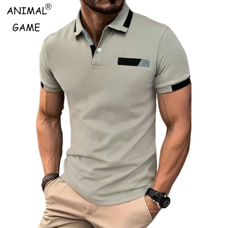 Summer Mens Casual Polo Shirts Classic Short Sleeve Shirt Fashion Button Slim Fit T-Shirts Lightweight Breathable Streetwear