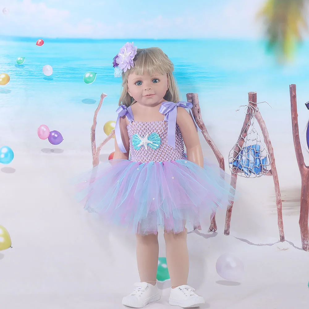 Princess Mermaid Costume Tutu Dress Baby Girl Clothes Set Toddler Birthday Outfit For Photo Shoot Baby Tulle Party Dresses