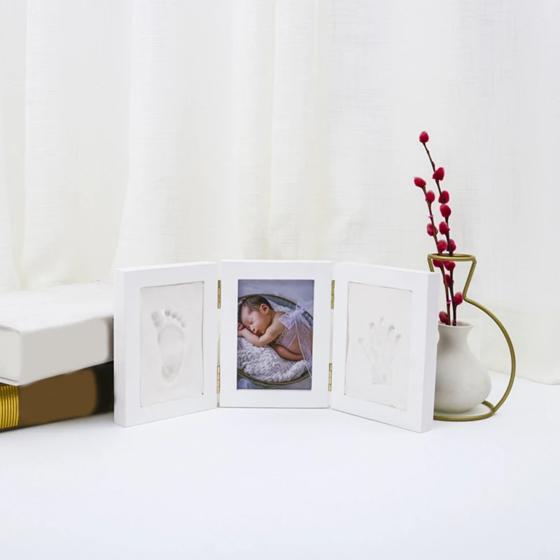 5 Cal Tri-Fold bez pokrycia nowonarodzone stopa dziecka zdjęcie z nadrukiem ramka noworodek zabawka dla dziecka prezent dla dziecka DIY pamiątki zabawka prezent