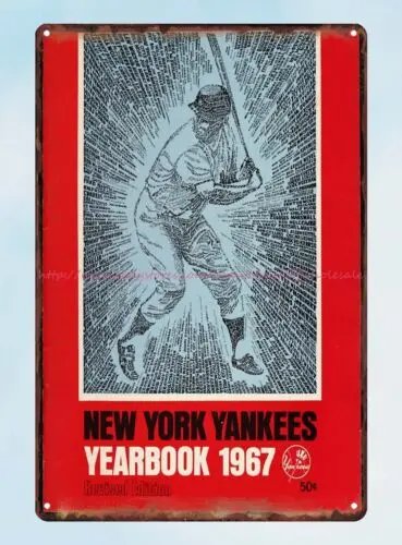 1967 baseball Yearbook w Mickey Mantle Collage on Cover tin sign