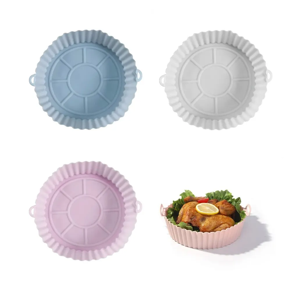 Silicone Mat Accessories Round Airfryer Inserts Heat Resistant Baking Pot Reusable Air Fryer Basket Liners